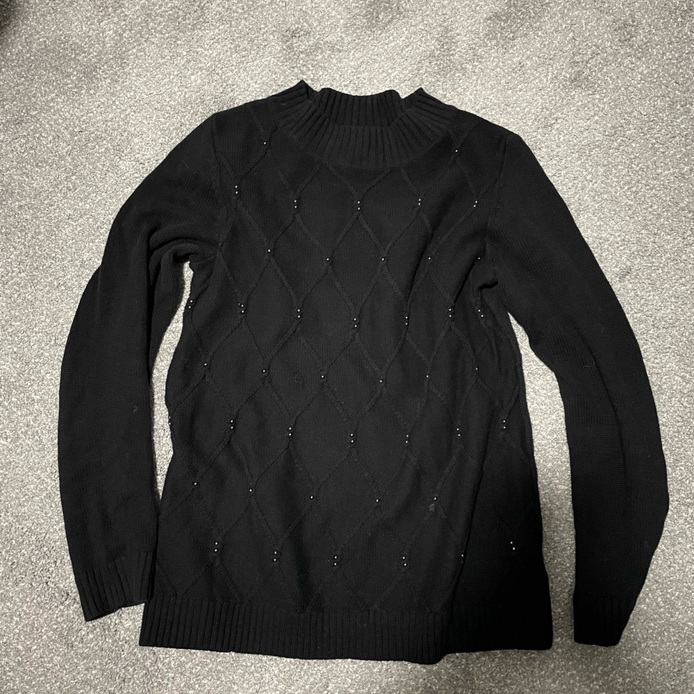 Karen Scott Bead Embellished Turtleneck Sweater